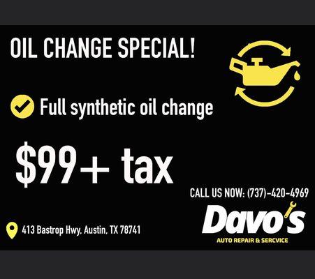 Oil Change Special