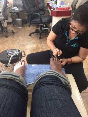 Almost done with my pedicure.