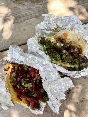 Pastor and steak tacos