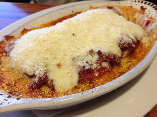 Homemade lasagna is terrific, tangy with lots of meat.