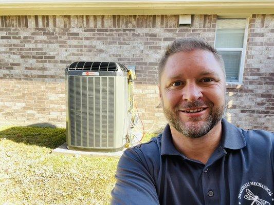 Hello my name is Chase and today we are installing a new 18seer two speed Trane system.