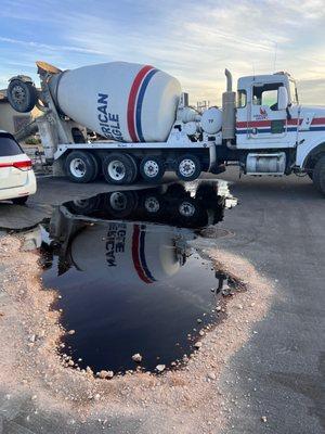 Oil Spill from shotcrete truck.