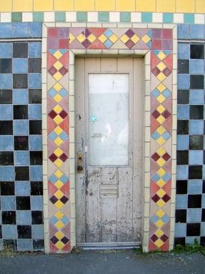 The tile door out behind the Muffin Man