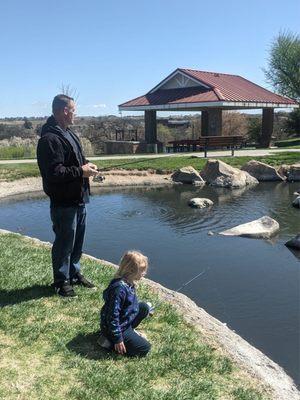 Dad and daughter fishing