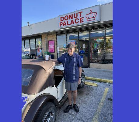 Old Timer enjoy breakfast at Donut Palace!