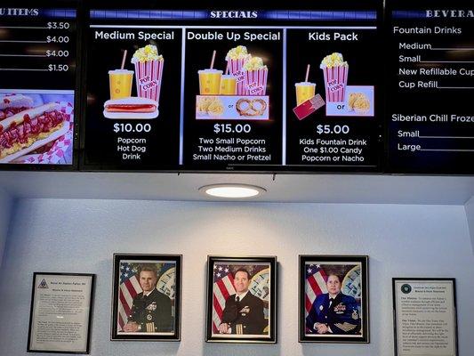 Price board above the Top Gun NAS Fallon chain of command photos.