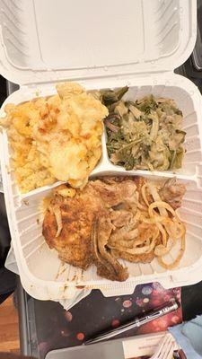 Port chops Mac & cheese collards pretty darn good