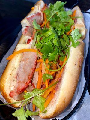 Bbq pork banh mi sandwich