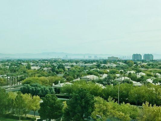 Skyline strip view from the distance on this hazy day