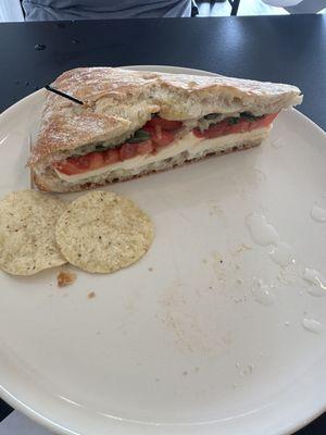 1/2 Caprese Sandwich and remaining chips