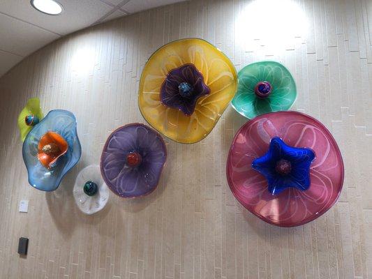 Lovely glass Art in the waiting area.