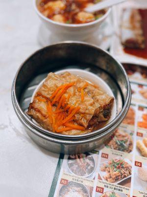 Steamed bean curd with shrimp, meat and vegetable / $6.50