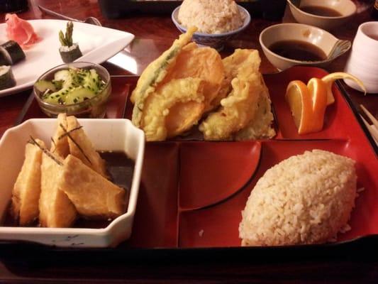 Vegetarian bento with agedashi tofu