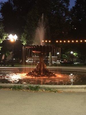 Black Stone Square fountain when the water is on