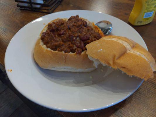 Chili in Bread Bowl