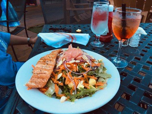 Sesame Glazed Salmon Salad and Aperol Spritz