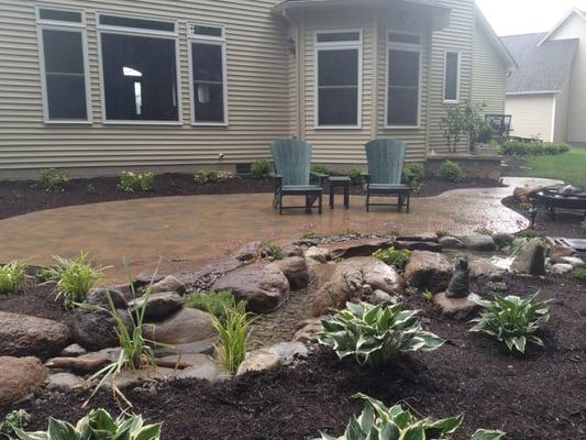 Waterfall Koi Fish Pond, Steps , walkway and Landscape Design by Acorn of Rochester NY