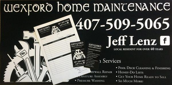 Vehicle Magnet, Work Orders, Business Cards
 All are available!