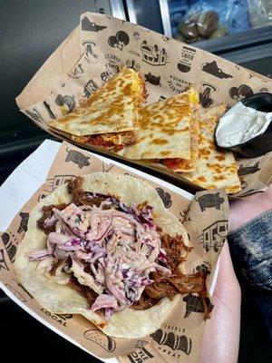 BBQ Beef Brisket Taco & Chipotle Quesadilla