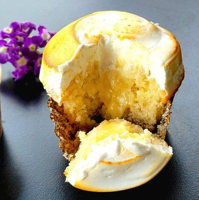 Limited production Lemon Meringue cupcake with lemon filling, graham cracker base, and scorched marshmallow crown. Yes, it is awesome!