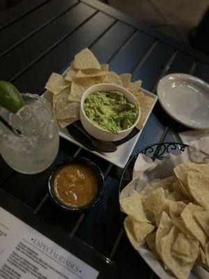 Margarita, Guacamole, and Chips.