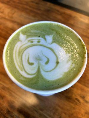 Adorable design by Yab on my matcha!