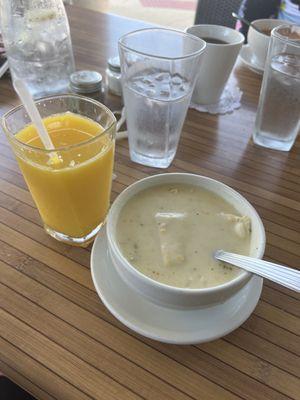 Fresh Squeezed Orange Juice and soup