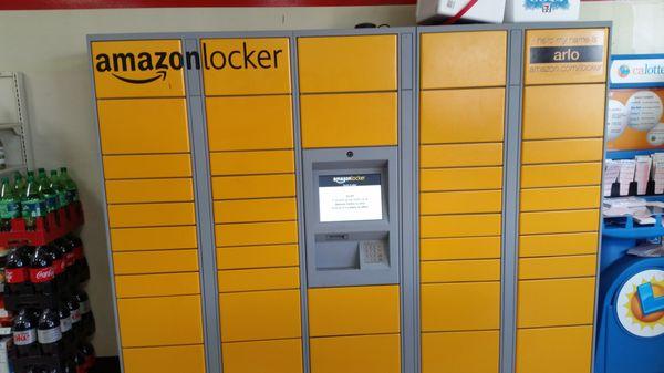 What is this?  Amazon lockers inside a 7-Eleven?