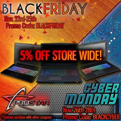 #BlackFriday AND #CyberMonday sales store-wide!!! Come get the newest models at a sweet discount! #PCgaming http://www.PRO-STAR.com