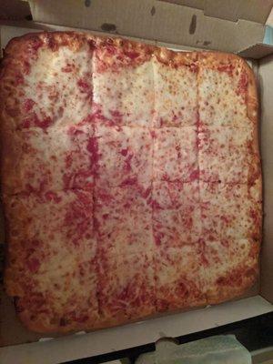 When I read square pizza I actually thought Sicilian. This is just a pizza with the ingredients spread thinly across it. Not worth it.