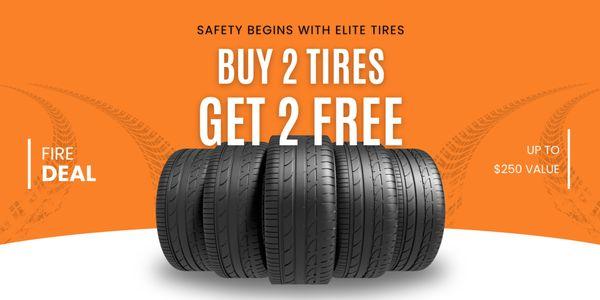 Buy 2 Tires, Get 2 Free at Elite Auto Garage!