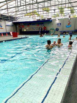 The pool is specifically designed for learning how to swim.