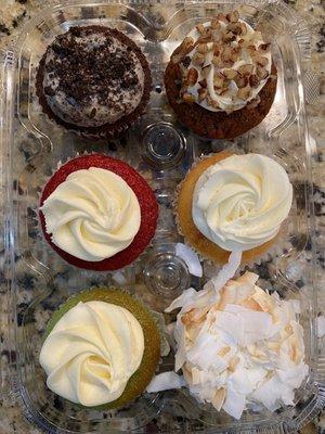 Oreo, Red Velvet, Key Lime, Carrot, Lemon and Coconut.