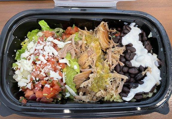 Burrito Bowl w/ Carnitas.