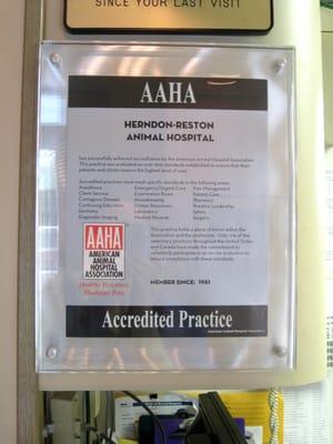 VCA Herndon-Reston Animal Hospital is AAHA Accredited