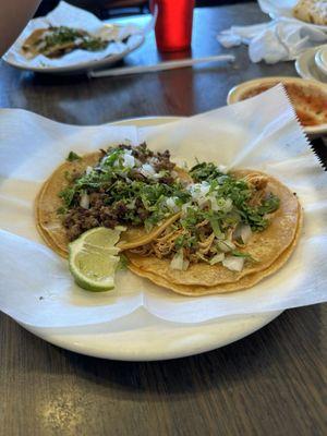 steak taco and chicken taco