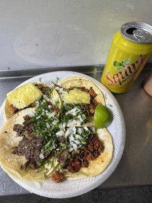 Tacos (al pastor, chorizo, campechano)