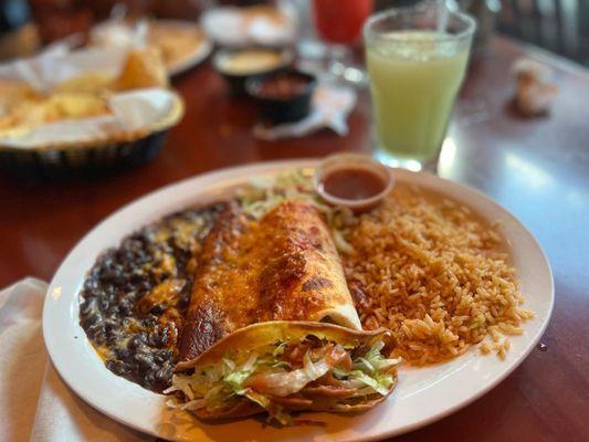 Beef Burrito with fresh black and rice!