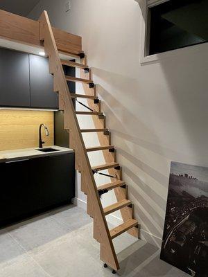 Folding stairs opened.