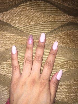 My natural nails! Acrylic and gel on top. Almond shaped. YASSS!