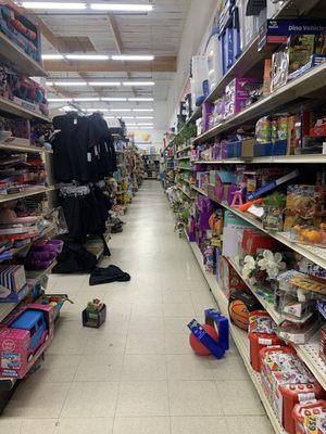 What a mess!  The shelves are in disarray and the aisles are not clear!