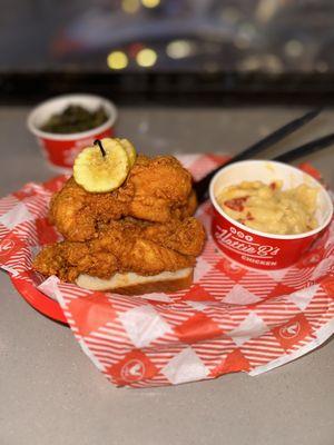 Jumbo Tenders , Pimento Mac & Cheese and Southern Greens