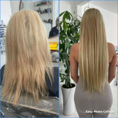 Before &after 22" long hair extensions