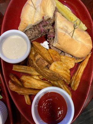 French dip, roast beef with FF