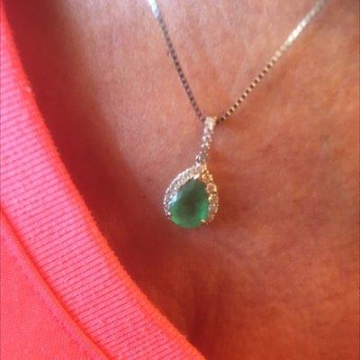 Emerald teardrop necklace by Michael twinkle star jewelers