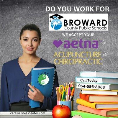 We are in network with Aetna insurance for Acupuncture and Chiropractic care.