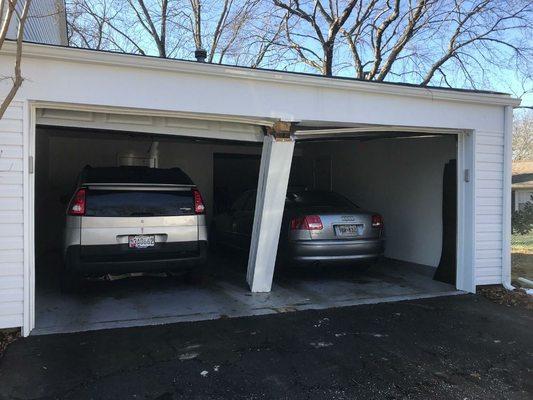 Double car Garage door got hit by a car