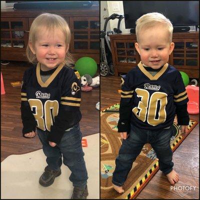 New haircut!! Loving his new cut!