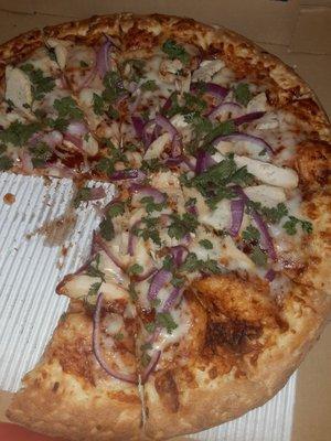 Large BBQ Chicken pizza.