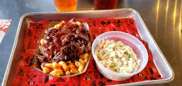 BBQ Mac & Cheese with Brisket and Savanah Slaw